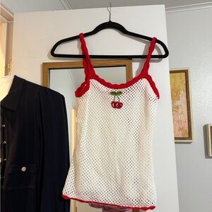 Wayf cherry crochet Top